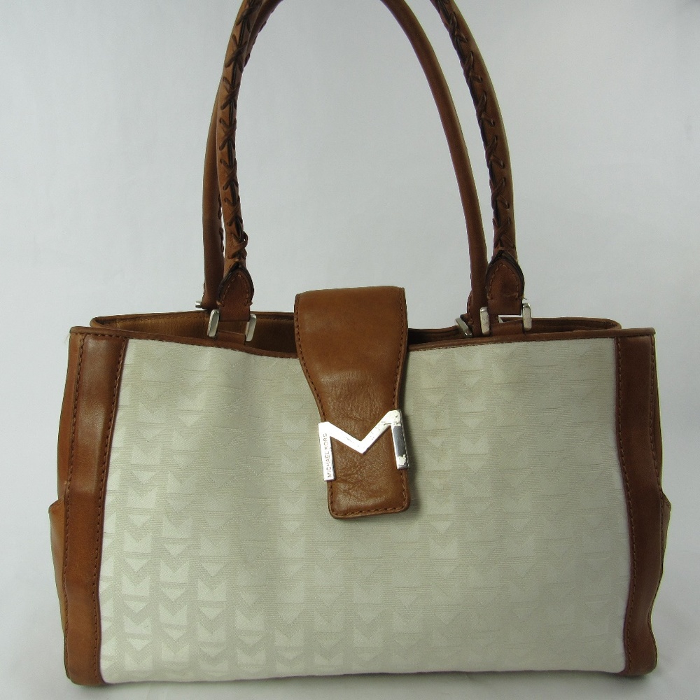 Michael Kors Handbag Leather Trim Canvas Big